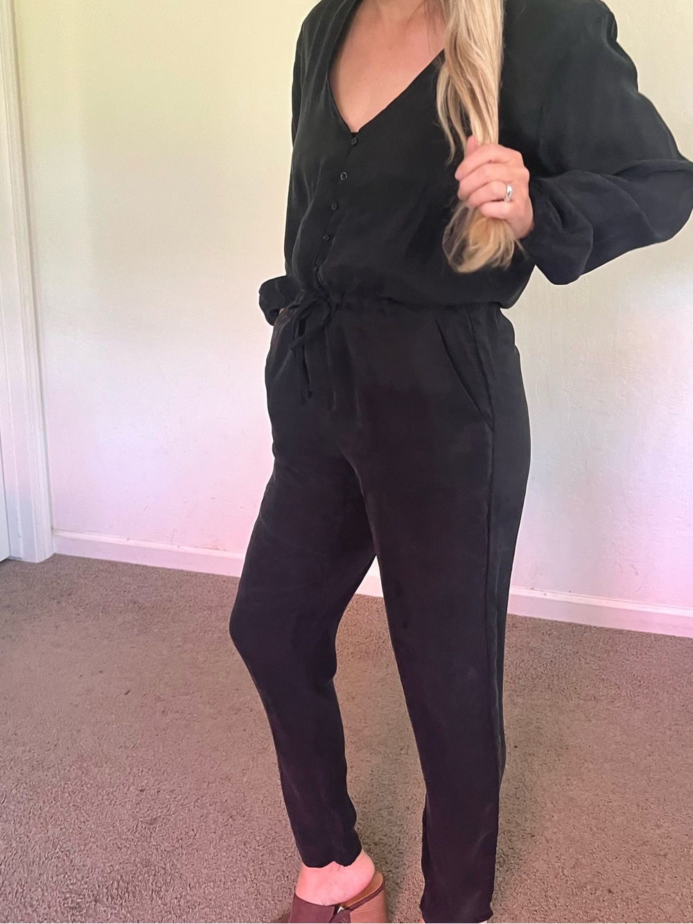 knot sisters Black Jumpsuit with V-Neck